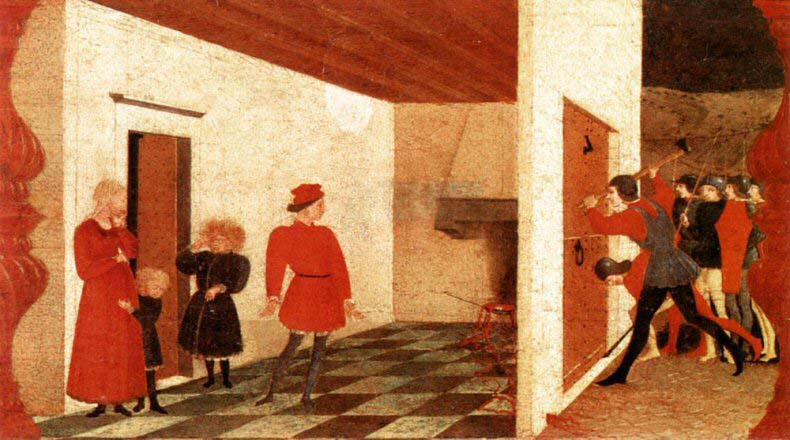 A scene in Paolo Uccello Corpus Domini predella